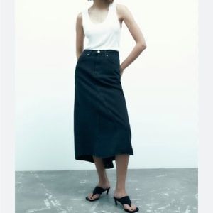 Zara Denim Midi Skirt